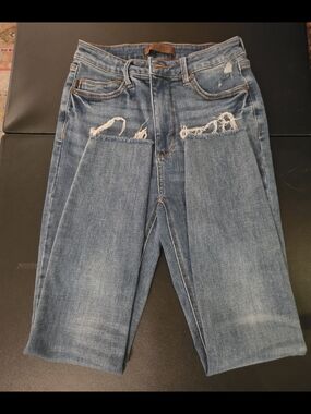 Judy Blue High Rise Distressed Raw Hem Skinny Jeans Size 7/28